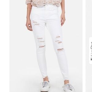 Express Mid Rise White Ripped Stretch Jean Ankle Leggings- new with tags.